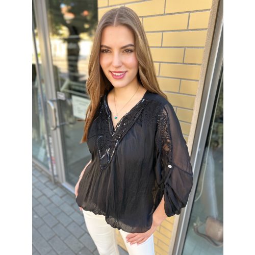 Fekete selyem felső