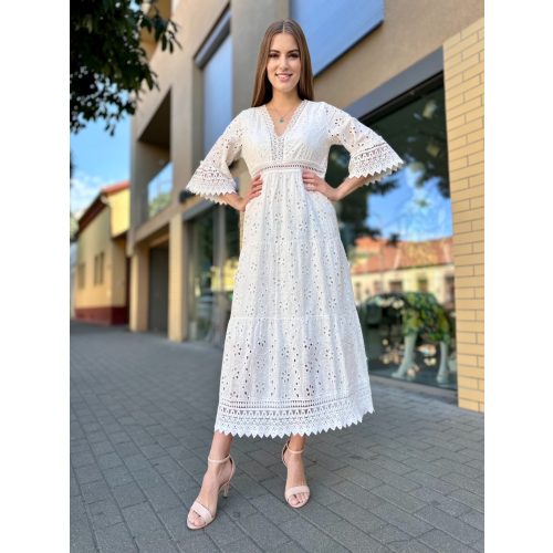 Fehér madeira maxi ruha