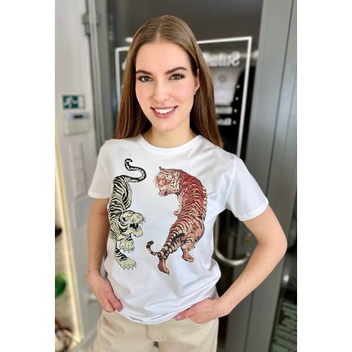 Strasszos tigris mintás póló